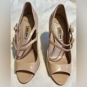 Miu Miu Women's Nude Peep Toe Heels 36